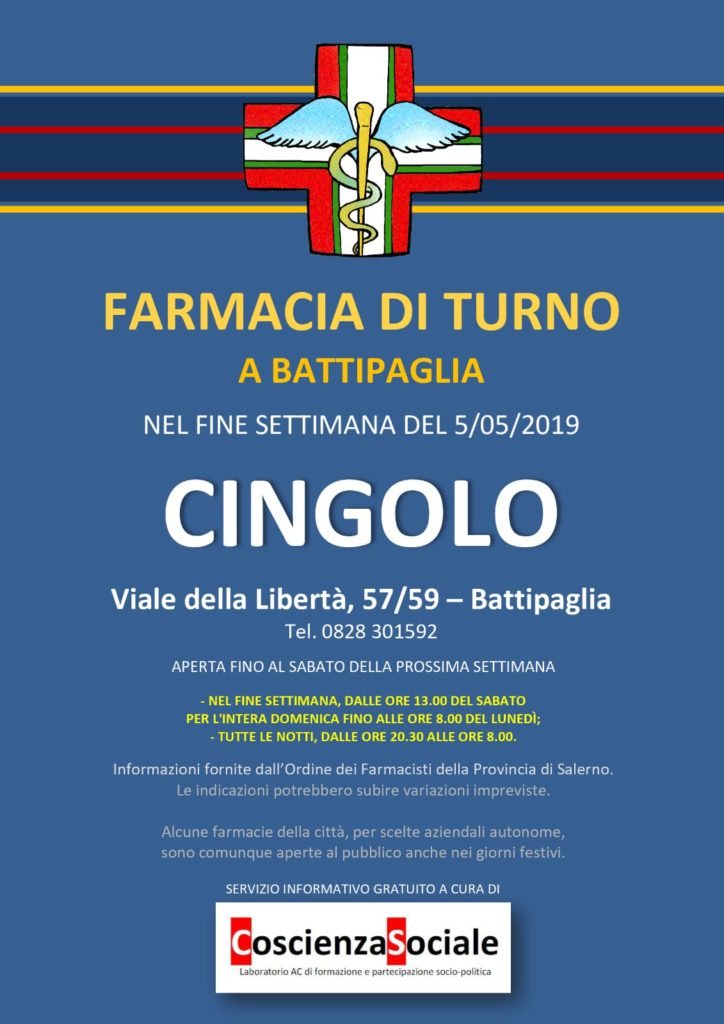 Farmacia di Turno a Battipaglia Settimana del 5/05/2010