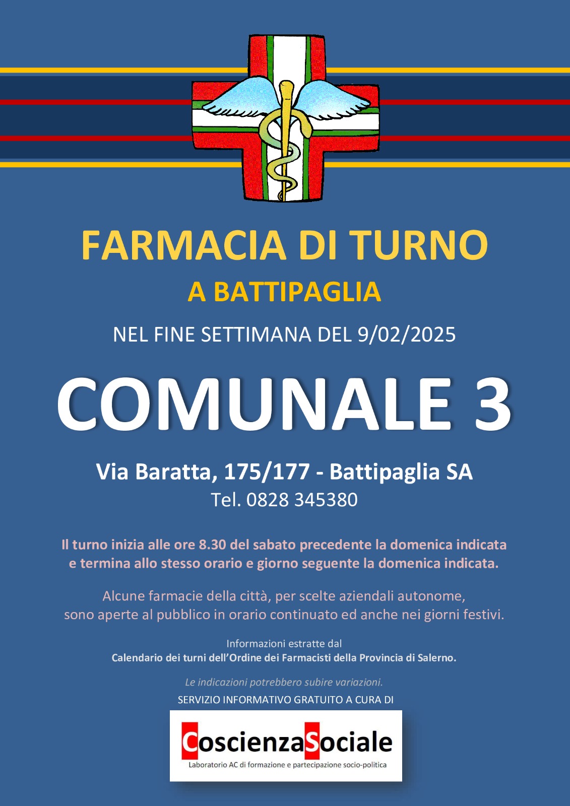 Farmacia Di Turno A Battipaglia: Comunale 3 Per Il Weekend Del 9 Febbraio 2025
