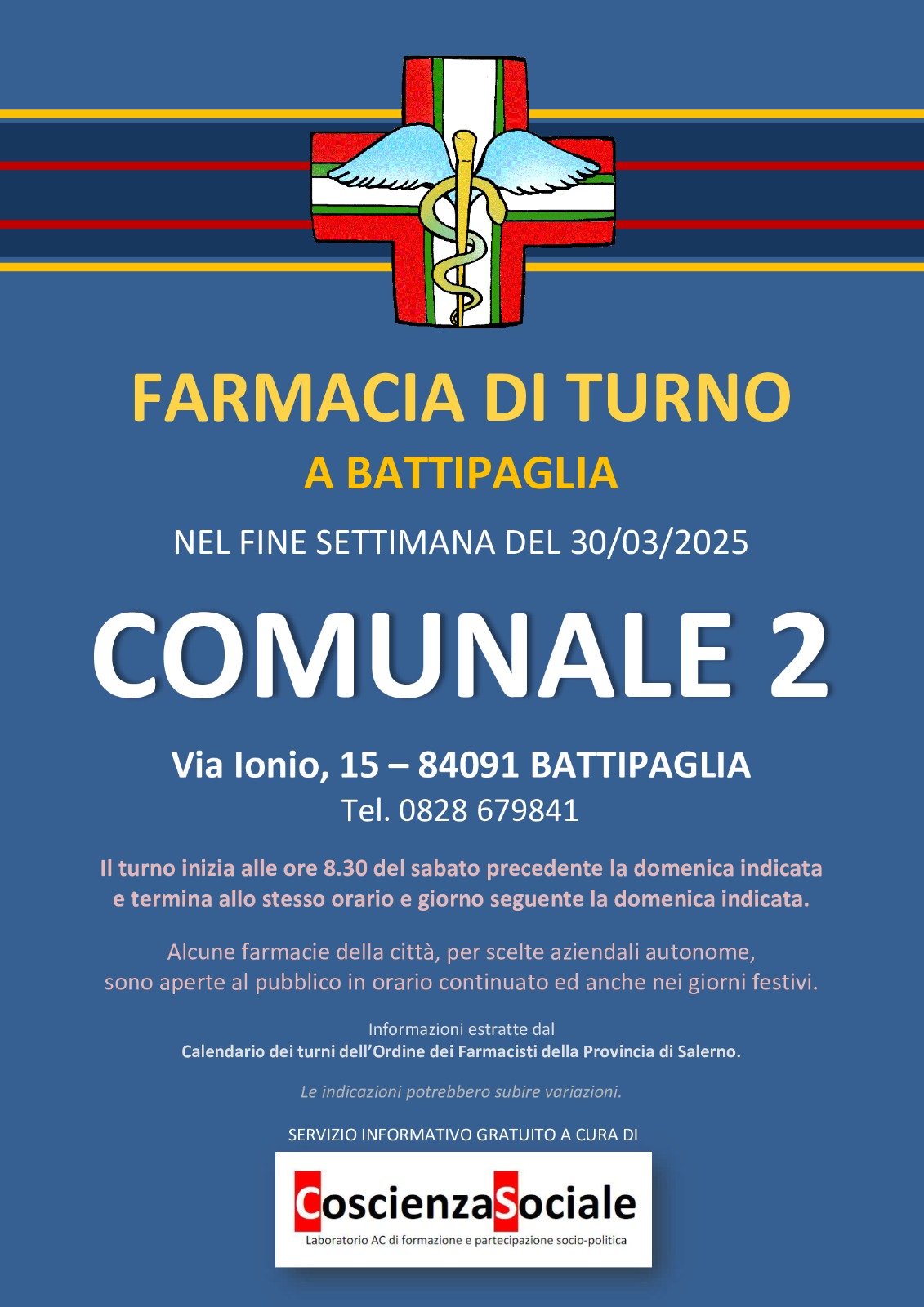 Farmacia Di Turno A Battipaglia – Fine Settimana Del 30 Marzo 2025