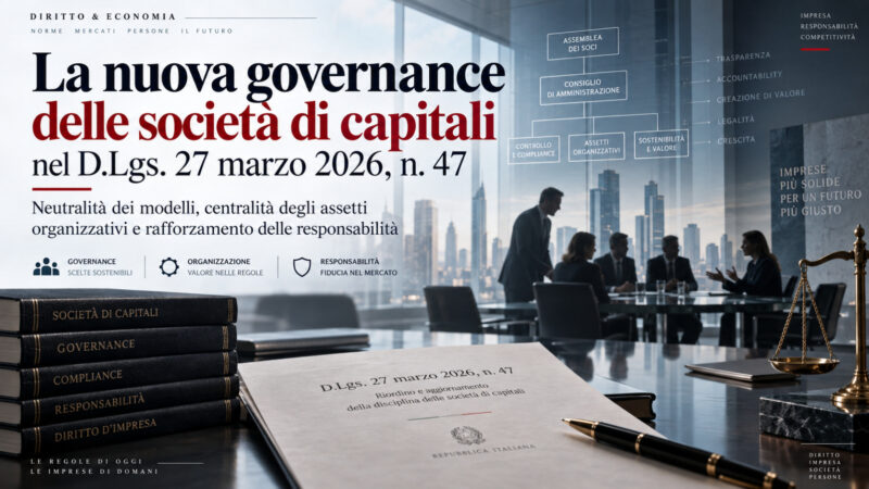 La Nuova Governance Delle Società Di Capitali Nel D.Lgs. 27 Marzo 2026, N. 47